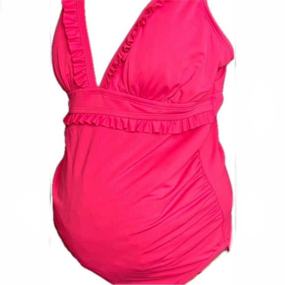 Isabel Maternity by Ingrid & Isabel Other - NWT Pink Ruffled Maternity Women's One Piece Swimsuit